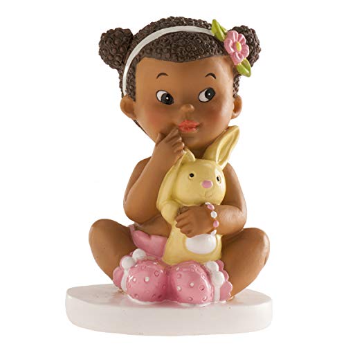 Dekora - Taufe Deko Tortenfigur für Tauftorte Mädchen mit Kuscheltier - 10 cm, Bunt von dekora