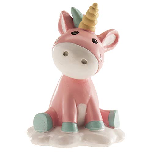 Dekora 310137 Taufe Deko Tortenfigur für Tauftorte Einhorn-10 cm, bunt von dekora