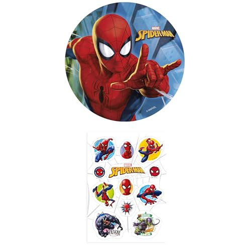 Dekozauber24 2er Set Spiderman Essbarer Tortenaufleger 20cm + 12x essbare Muffinaufleger, vegetarisch, zuckerfrei, glutenfrei, Tortendeko für Kindergeburtstag Dekozauber24 2er Set Spiderman Essbarer Tortenaufleger 20cm + 12x essbare Muffinaufleger, vegetarisch, zuckerfrei, glutenfrei, Tortendeko für Kindergeburtstag von Dekozauber24