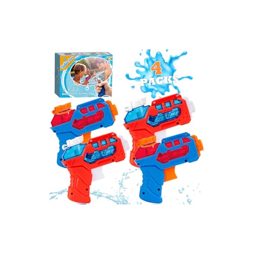 4 Pack Wasserpistole für Kinder, kleine Mini-Wasserpistolen Super-Wasserblaster Wasserspritzpistole, Draußen-Wasserspielzeug Sommer Schwimmbad Strand für Jungen/Mädchen – Geschenkpaket (Rot&Blau) 4 Pack Wasserpistole für Kinder, kleine Mini-Wasserpistolen Super-Wasserblaster Wasserspritzpistole, Draußen-Wasserspielzeug Sommer Schwimmbad Strand für Jungen/Mädchen – Geschenkpaket (Rot&Blau) von Dekukar