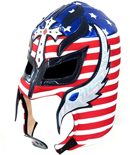Del Mex Lucha Libre Mexikanische Wrestling-Maske, Kostüm für Erwachsene, Luchador, Rey Mysterio (Rot, Weiß, Blau) von Del Mex
