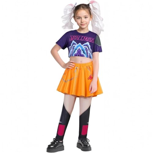 Dämonenjäger-Kostüm für Kinder, Rumi Mira Zoey, Halloween-Kostüm, Kleid, Welttag des Buches, Mädchen, Cosplay, Karneval, Outfits (lila, 140) von Delanhon
