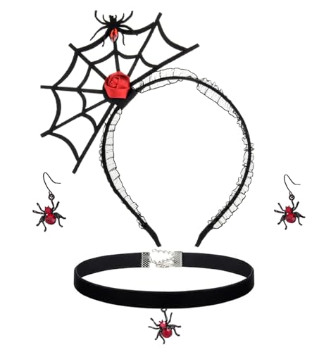 Delicate Dew Spinne mit Haarreif, Halloween-Spinnenkostüm-Set, Spinnenkopfschmuck (rote Spinne) von Delicate Dew