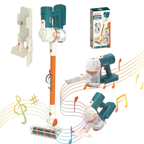 Staubsauger Spielzeug Set Delmkin Kinderstaubsauger mit Saugfunktion Elektrischer Haushaltsspielzeug Putzset für Kinder ab 3 Jahre von Delmkin