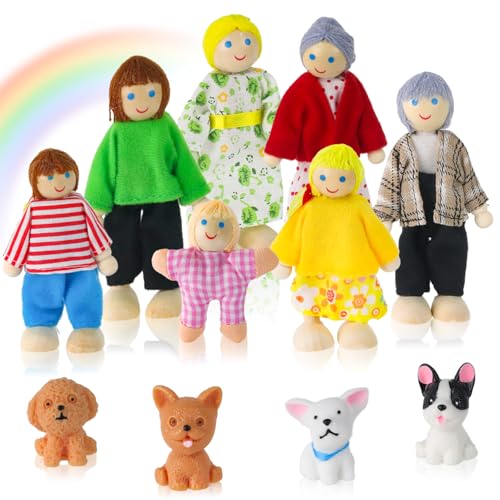 Delsen 11 Stück Puppenhaus Puppen,Puppen Familie Figuren mit Hund,Biegepuppen für Kinder Spiel Haus Geschenk Holz Delsen 11 Stück Puppenhaus Puppen,Puppen Familie Figuren mit Hund,Biegepuppen für Kinder Spiel Haus Geschenk Holz von Delsen