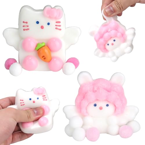 Delsen 2 Stück Kawaii Flauschige Sensorische Spielzeug,Umweltfreundliches Silikon Anti Stress Spielzeug Niedliche und Interessante Formen,Sensory Toys zur Linderung von Spannungen und Stress Eingesetz von Delsen