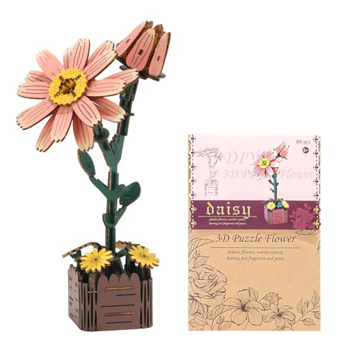 Delsen 3D Puzzle Blumen, DIY Set Wooden Flowers Neuartiges Kreativ-Set, Puzzle Vase Einfache Montage, Als Möbeldekoration Spielzeuggeschenk eine Gute Wahl (Daisy) von Delsen