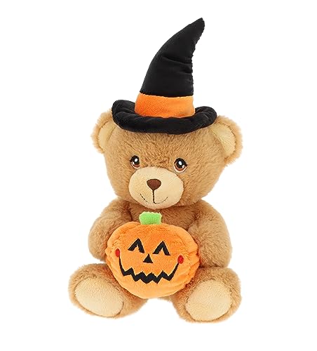 Halloween-Plüschtiere – weich, kuschelig, gruselig – 100% recycelte Öko-Teddybären (Teddybär mit Hexenhut und Kürbis) von Deluxe Paws