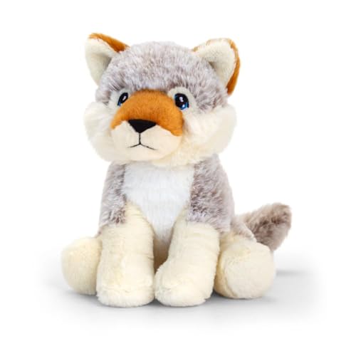 Deluxe Paws Keel Toys KEELECO – Plüschtier 100% recycelt – Ökologisches Spielzeug für Kinder – Plüschtier Wolf 18 cm – SE1034 von Deluxe Paws