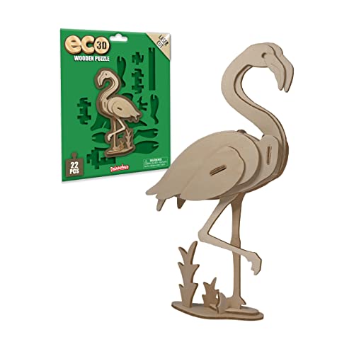 Eco 3D Holzpuzzle - Flamingo von Deluxebase. Kreatives pädagogisches 3D-Skulpturenpuzzle aus Holz für Kinder FSC-recyceltes nachhaltiges Holz von Deluxebase