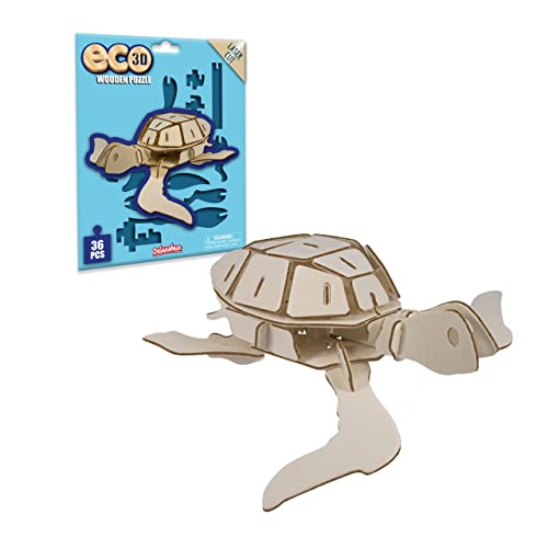 Eco 3D Holzpuzzle - Meeresschildkröte von Deluxebase. Kreatives pädagogisches 3D-Skulpturenpuzzle aus Holz für Kinder -recyceltes nachhaltiges Holz von Deluxebase