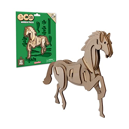 Eco 3D Holzpuzzle - Pferd von Deluxebase. Kreatives pädagogisches 3D-Skulpturenpuzzle aus Holz für Kinder -recyceltes nachhaltiges Holz von Deluxebase