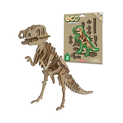 Eco 3D Holzpuzzle - T-Rex von Deluxebase. Kreatives pädagogisches 3D-Skulpturenpuzzle aus Holz für Kinder -recyceltes nachhaltiges Holz von Deluxebase