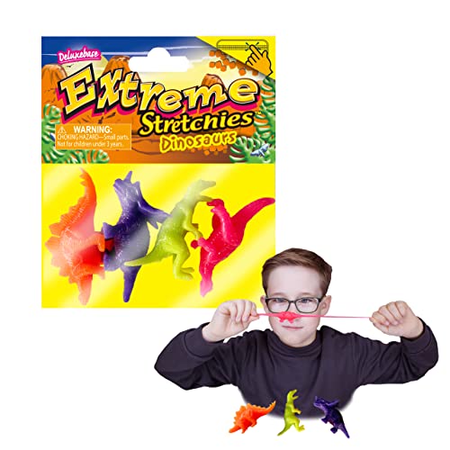 Deluxebase Extreme Stretchies - Dinosaurier Packung mit 4 kleinen dehnbaren Tier Spielzeugen. von Deluxebase