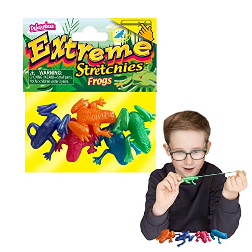 Deluxebase Extreme Stretchies - Frosch Packung mit 4 kleinen dehnbaren Reptilien Spielzeugen. von Deluxebase