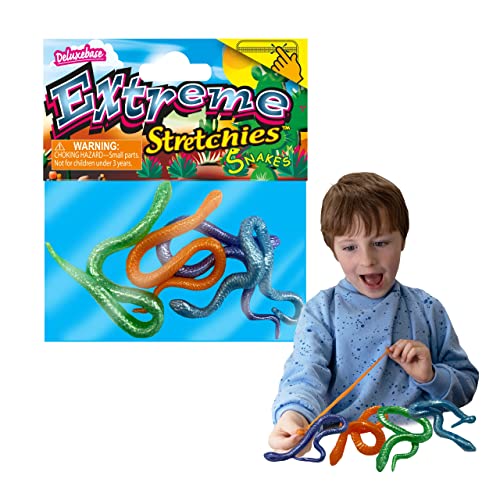 Deluxebase Extreme Stretchies - Schlange Packung mit 4 kleinen dehnbaren Reptilien Spielzeugen. von Deluxebase