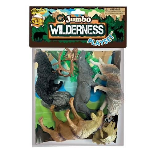Deluxebase Jumbo Spielset - Wildnis aus großen Tierfiguren Spielzeugset Tasche mit großen Tierspielzeugen einschließlich Wolf, Bär, Elch und Rentier Perfektes Wildtier-Set für Kinder Deluxebase Jumbo Spielset - Wildnis aus großen Tierfiguren Spielzeugset Tasche mit großen Tierspielzeugen einschließlich Wolf, Bär, Elch und Rentier Perfektes Wildtier-Set für Kinder von Deluxebase
