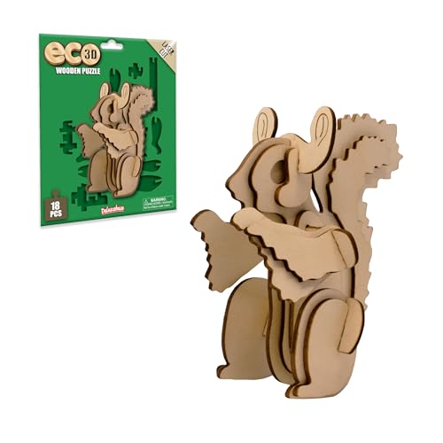 Eco 3D Holzpuzzle - Eichhörnchen von Deluxebase Tierthema DIY 3D Puzzle Bastelset Nachhaltiges Holz Wildtier Spielzeug Perfekte Modellbausätze für Lernspielzeug und Kinder Party Favors von Deluxebase