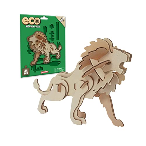 Eco 3D Holzpuzzle - Löwe von Deluxebase. Kreatives pädagogisches 3D-Skulpturenpuzzle aus Holz für Kinder -recyceltes nachhaltiges Holz von Deluxebase