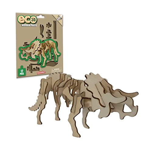 Deluxebase Eco 3D Holzpuzzle - Triceratops Kreatives pädagogisches 3D-Skulpturenpuzzle aus Holz für Kinder -recyceltes nachhaltiges Holz von Deluxebase