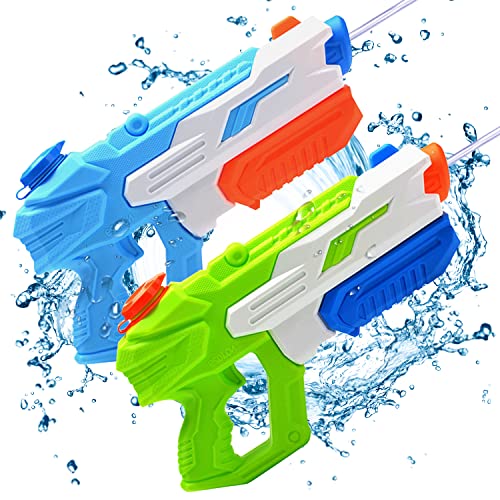 Delycazy Wasserpistole für Kinder, 2 Stücke Wasserpistole mit 10 Meter Großer Reichweite Super Wasser Soaker Spritzpistole 650ML Wasserspritzpistole Schwimmbad Strand Outdoor Spielzeug für Erwachsene von Delycazy