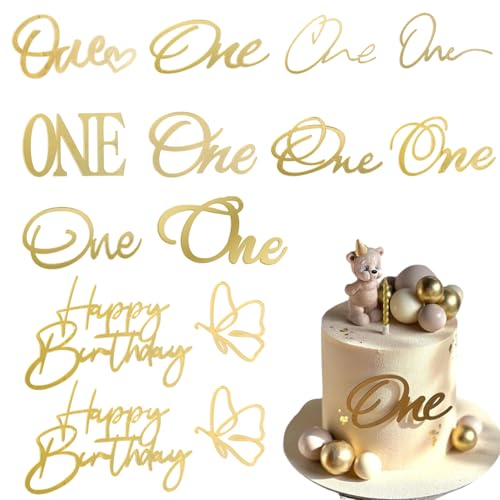 Demarsen 10 Stück Cake Topper 1 Geburtstag,One Tortendeko mit 2Pcs Happy Birthday Deko,Kuchen Deko Gold Acryl Tortenaufleger für Baby Junge Mädchen Party Jubiläumsfeief Demarsen 10 Stück Cake Topper 1 Geburtstag,One Tortendeko mit 2Pcs Happy Birthday Deko,Kuchen Deko Gold Acryl Tortenaufleger für Baby Junge Mädchen Party Jubiläumsfeief von Demarsen