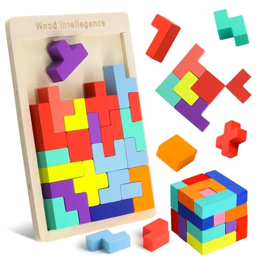 Demarsen 3D Puzzle Tetris Spiel Kinder Holz Tangram Puzzle mit 30 Stück Intelligenz Bunte Bausteine 3 in 1 Tangram Holzpuzzle Kinder Montessori Spielzeug Lernspielzeug Geschenk für Jungen Mädchen Demarsen 3D Puzzle Tetris Spiel Kinder Holz Tangram Puzzle mit 30 Stück Intelligenz Bunte Bausteine 3 in 1 Tangram Holzpuzzle Kinder Montessori Spielzeug Lernspielzeug Geschenk für Jungen Mädchen von Demarsen