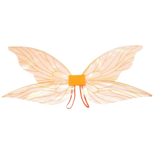 Demiawaking Karneval Feen Kostüm, Karneval Kostüm Damen, Elf Cosplay Flügel für Erwachsene, Damen, Mädchen, Prinzessin, Engelsflügel, Feenflügel, Geburtstag Party-Requisiten (Orange) von Demiawaking