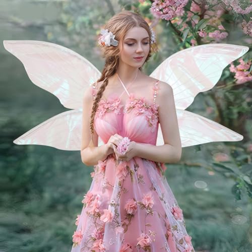 Demiawaking Karneval Feen Kostüm, Karneval Kostüm Damen, Elf Cosplay Flügel für Erwachsene, Damen, Mädchen, Prinzessin, Engelsflügel, Feenflügel, Geburtstag Party-Requisiten (Weiss) von Demiawaking