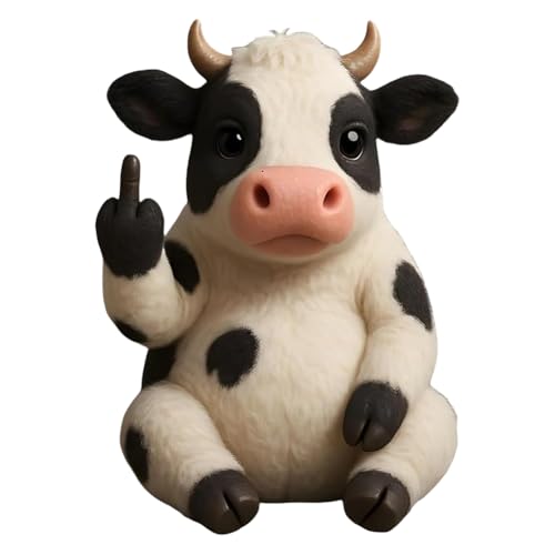 Demiawaking Lustige Mittelfinger Plüschtier, Middle Finger Tiere Plüschhund Geschenk Deko für Schlafzimmer, Wohnzimmer, Zuhause, Büro (Kuh) von Demiawaking