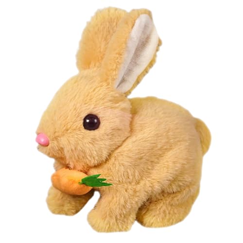 Demiawaking Simulation Hüpfendes Kaninchen elektrische Kaninchen mit Geräuschen und Bewegungen, Interaktive Spielzeug Ohren Nase Bewegen, Osterdeko Geschenk für Ostern Geburtstag (Gelb) von Demiawaking
