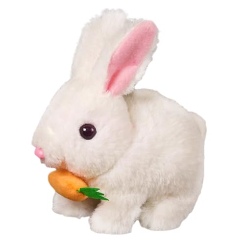 Demiawaking Simulation Hüpfendes Kaninchen elektrische Kaninchen mit Geräuschen und Bewegungen, Interaktive Spielzeug Ohren Nase Bewegen, Osterdeko Geschenk für Ostern Geburtstag (Weiss) von Demiawaking
