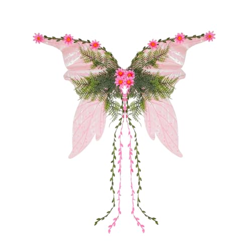 Halloween Kostüm Damen, Karneval Feen Kostüm, Karneval Kostüm Damen, Halloween Deko, Elf Cosplay Flügel für Erwachsene, Damen, Mädchen, Engelsflügel, Feenflügel, Geburtstag Party-Requisite (Rosa) Halloween Kostüm Damen, Karneval Feen Kostüm, Karneval Kostüm Damen, Halloween Deko, Elf Cosplay Flügel für Erwachsene, Damen, Mädchen, Engelsflügel, Feenflügel, Geburtstag Party-Requisite (Rosa) von Demiawaking
