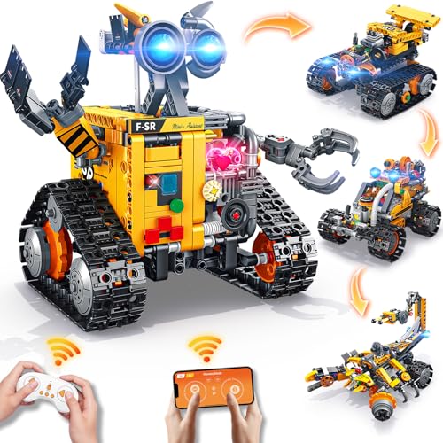 Demkia 4-in-1 Technik Roboter Kinder Bauspielzeug App & Fernsteuerung Wall Roboter RC Spielzeug Geburtstags Geschenk für Kinder ab 6-12+ Jahre Jungen Mädchen (588 Stück) von Demkia