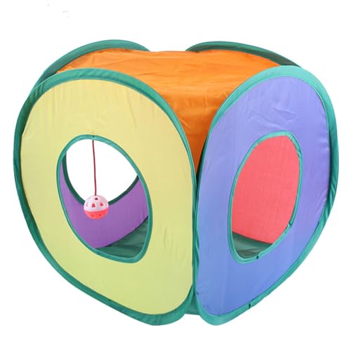 Demsyeq 40 x 40 x 40 cm faltbarer Katzentunnel, quadratisch, Katzenwürfel, Würfelzelt, buntes Haus, Höhle für Kätzchen, kleine Hunde, Trainingsspiele, drinnen Demsyeq 40 x 40 x 40 cm faltbarer Katzentunnel, quadratisch, Katzenwürfel, Würfelzelt, buntes Haus, Höhle für Kätzchen, kleine Hunde, Trainingsspiele, drinnen von Demsyeq