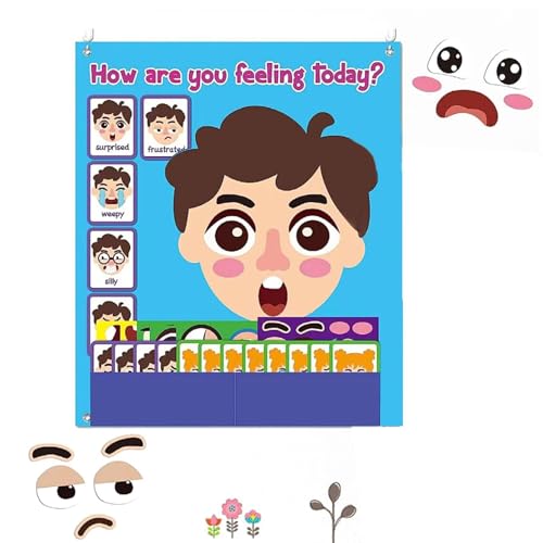Spielzeug zum Erstellen von Gesichtern, Spielzeug zum sozialen und emotionalen Lernen - Filzaufkleber für soziales und emotionales Lernen,Interaktions-Emoticon-Aufkleber für Kinder für interaktiven Mu von Demsyeq