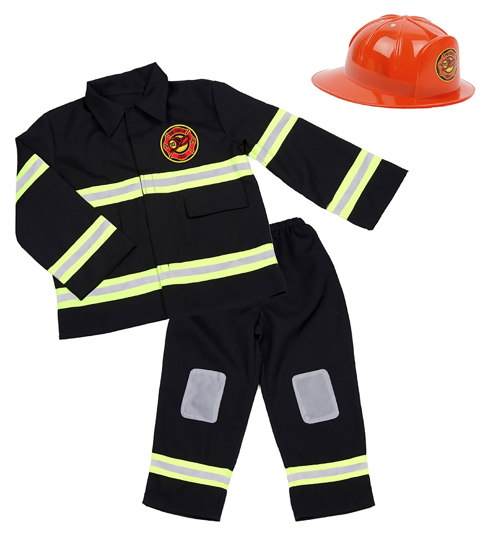 Den Goda Fen Kostüm - Feuerwehrmann-Set - Schwarz - Den Goda Fen - 4-6 Jahre (104-116) - Kostüme von Den Goda Fen