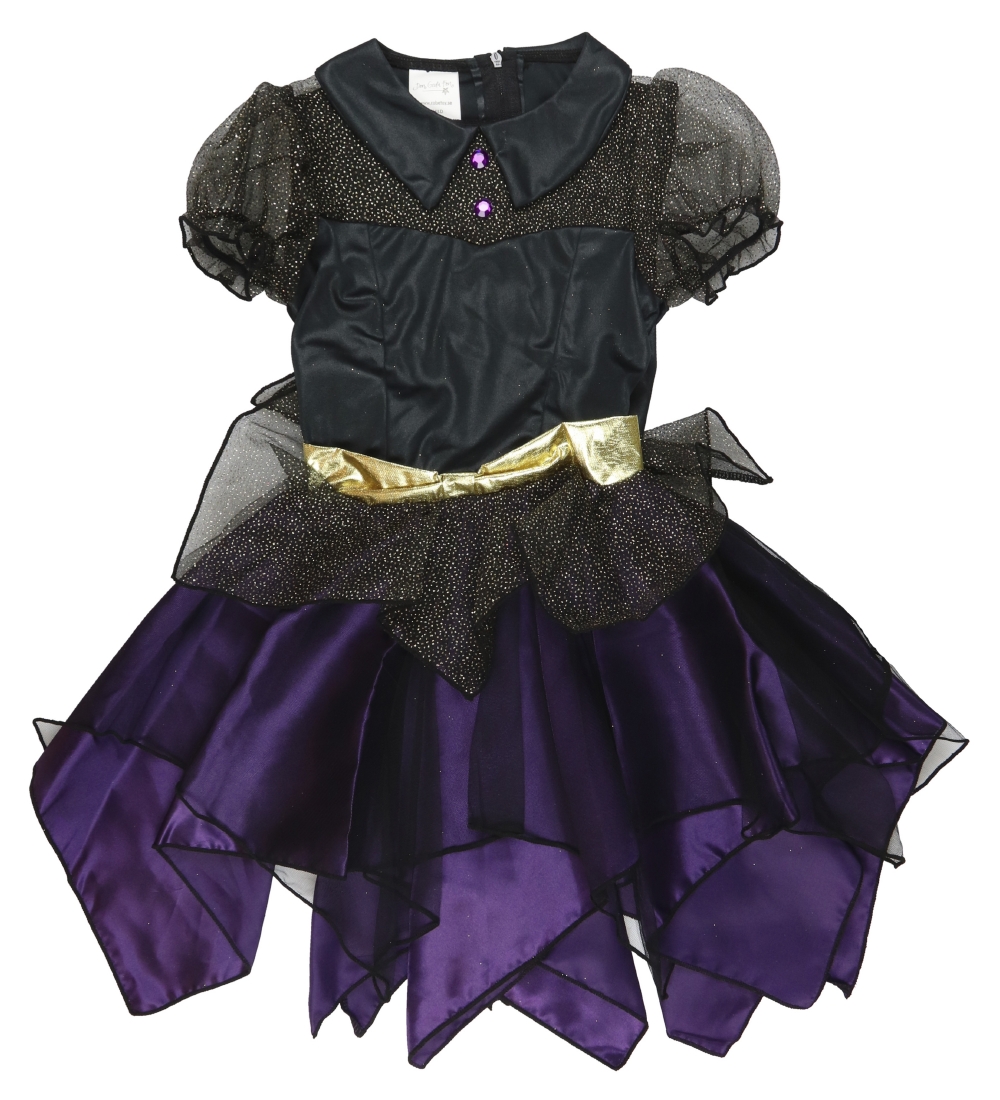 Den Goda Fen Kostüm - Hexenkleid m. Hexenhat Schwarz/Lila - Den Goda Fen - 5-7 Jahre (110-122) - Kostüme von Den Goda Fen