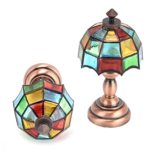 Denash Puppenhaus-Lichter, 1:12 Mini-Licht, batteriebetriebene LED-Tischlampe, Möbellampe, Stehlampe, Puppenhaus-Tisch-Akzent, Tiffany-Lampe für Puppenhaus-Dekor Denash Puppenhaus-Lichter, 1:12 Mini-Licht, batteriebetriebene LED-Tischlampe, Möbellampe, Stehlampe, Puppenhaus-Tisch-Akzent, Tiffany-Lampe für Puppenhaus-Dekor von Denash