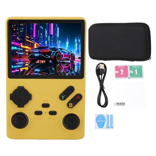 Denash Retro Handheld Game Console, 256 GB Open Source -System mit 3,5 "640x480 Bildschirm und 3800 MAh Akku (Yellow) von Denash