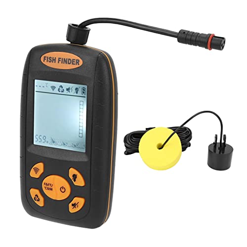 Denash Tragbarer Handheld Fischfinder LCD -Display -Sonarsensor für Kajakbootsee Fischereigeschenk, ABS Material von Denash