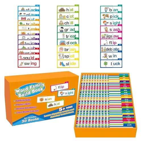 30 Lese- und Reim-Flip-Bücher, Wortfamilien, Karteikarten, Lese-Klappbuch, Buchstaben-Karteikarten, pädagogische Lesespiele 30 Lese- und Reim-Flip-Bücher, Wortfamilien, Karteikarten, Lese-Klappbuch, Buchstaben-Karteikarten, pädagogische Lesespiele von DengFen