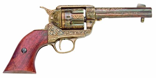 Deko Waffe 45er Colt Peacemaker, schwarz-messingfarben von Denix
