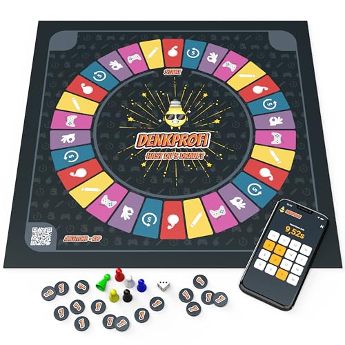 Denkprofi – Das Brettspiel mit App, interaktives Quiz-, Wissens- und Familienspiel, Gesellschaftsspiel für 3-6 Personen von Denkprofi