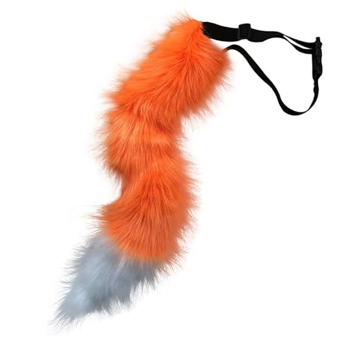 Kunstpelz Fuchsschwanz Fuchs Wolf Kostüm Katze Schwanz Wolfsschwanz Kostüm Fuchsschwanz -Plüsch Fuchs Kostüm Kinder Erwachsene Rollenspiel,für Halloween Weihnachtsfeier (Orange) von Denxahao