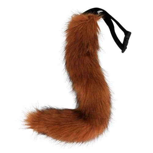 Kunstpelz Fuchsschwanz Fuchs Wolf Kostüm Katze Schwanz Wolfsschwanz Kostüm Fuchsschwanz -Plüsch Fuchs Kostüm Kinder Erwachsene Rollenspiel,für Halloween Weihnachtsfeier (Rotbraun) von Denxahao