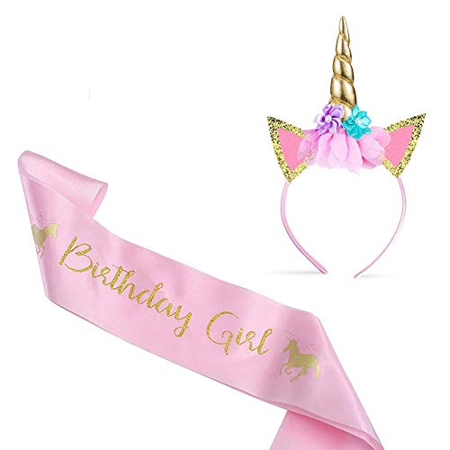 Deolven Einhorn Stirnband und Geburtstag Mädchen Schärpe für Kinder,Geburtstagsfeier Zubehör Einhorn Geschenke für Kinder Einhorn Horn Einhorn Glitter Haarband Gold und Rosa Deolven Einhorn Stirnband und Geburtstag Mädchen Schärpe für Kinder,Geburtstagsfeier Zubehör Einhorn Geschenke für Kinder Einhorn Horn Einhorn Glitter Haarband Gold und Rosa von Deolven