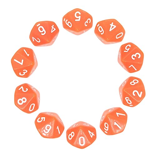 Deolven Würfel D10, 10 Pcs Transparent Orange Polyhedral Dice, 10 Seitige Klar Würfel für DND MTG RPG Dungeons und Dragons Party von Deolven