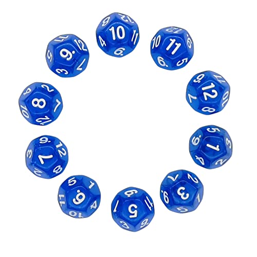 Deolven Würfel D12, 10 Pcs Transparent Blau Polyhedral Dice, 12 Seitige Klar Würfel für DND MTG RPG Dungeons und Dragons Party von Deolven