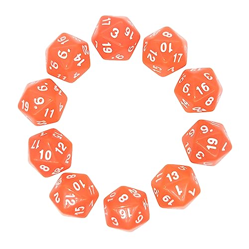 Deolven Würfel D20, 10 Pcs Transparent Orange Polyhedral Dice, 20 Seitige Klar Würfel für DND MTG RPG Dungeons und Dragons Party von Deolven